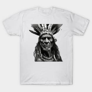 Ayahuasca And the Old Shaman Black and White T-Shirt